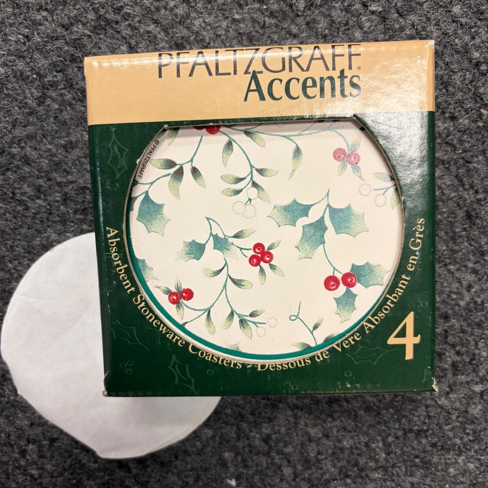 Pfaltzgraff Winterberry NatureStone Absorbent Stoneware Coasters Set of 4 13-252